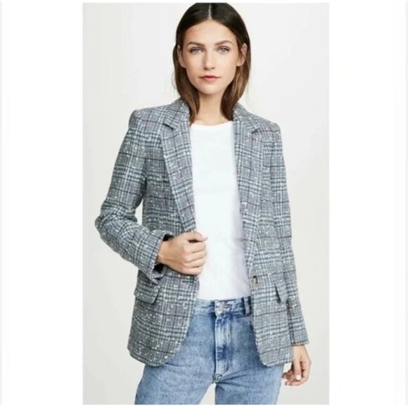 Isabel Marant Étoile Kice Wool Blazer Jacket Size 38 Blue Grey Bouclé - Picture 2 of 8